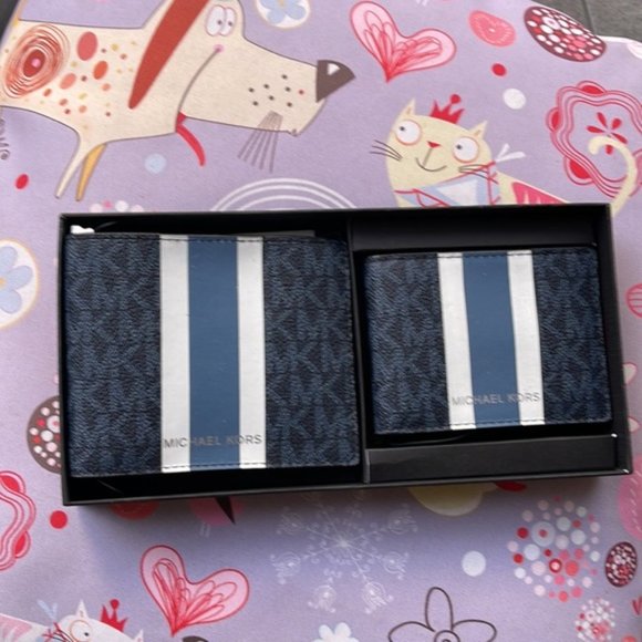 Michael Kors Men`s Gifting Bifold 3 in 1 Wallet Box Set Admiral Multi - Picture 14 of 14